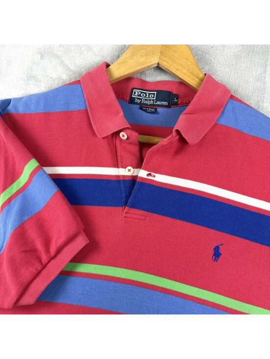 Ralph Lauren Other - Polo Ralph Lauren Men Muti-Stripes Polo Shirt L Cotton VTG Preppy Vibrant Golf